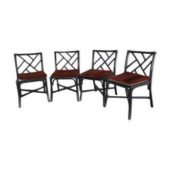 Set of 4 wooden bamboo way chairs