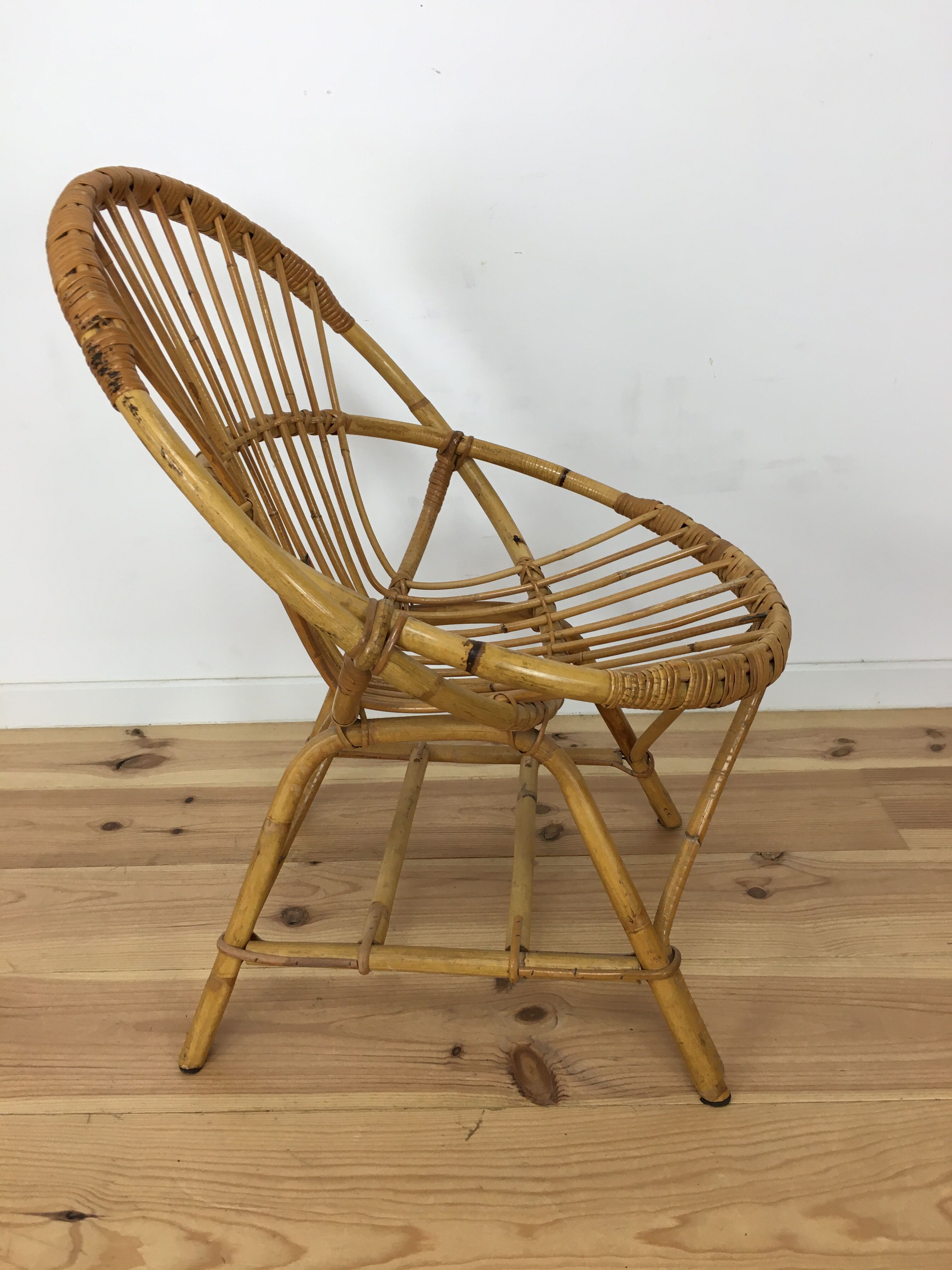 Rattan basket armchair