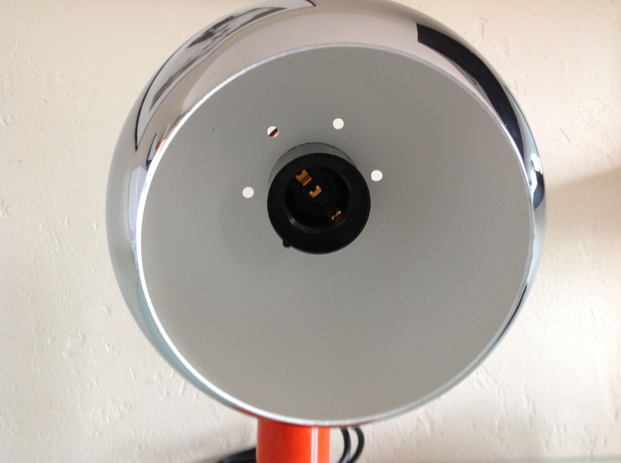Orange eyeball lamp and chrome globe 60/70