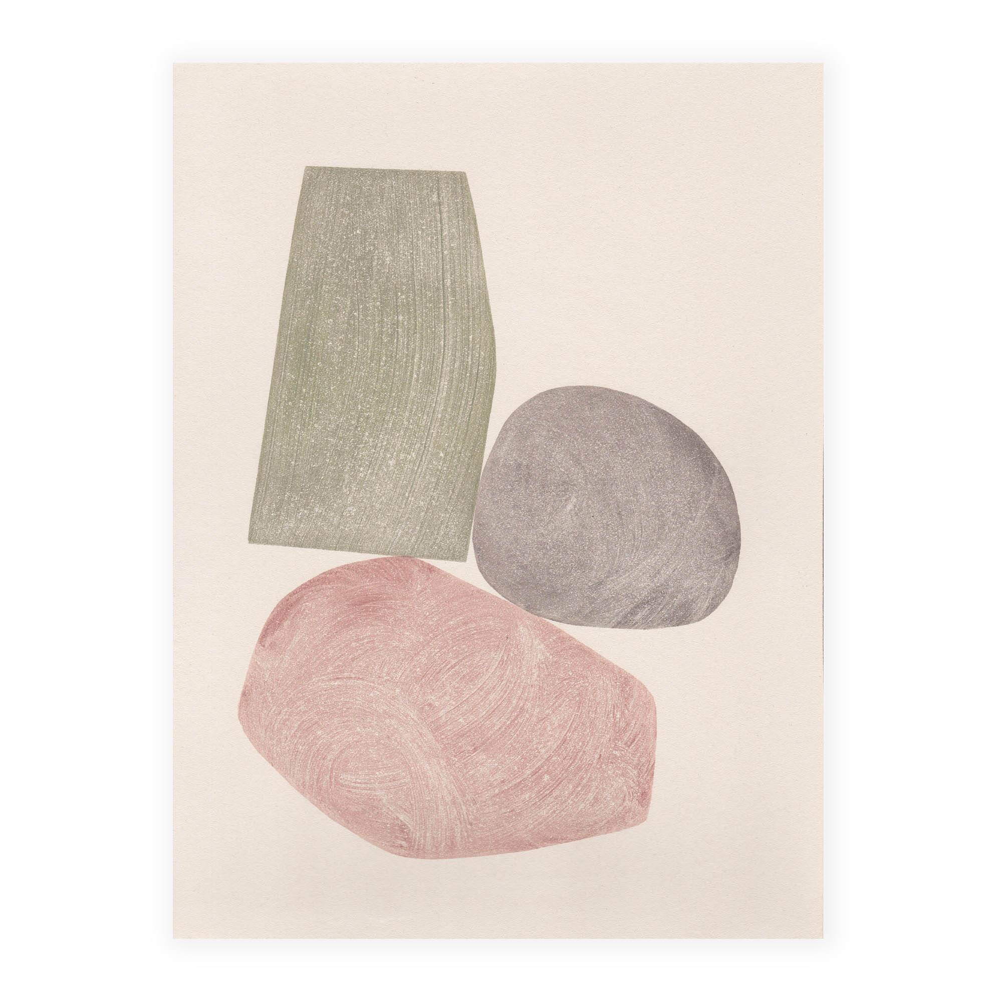 Painting on paper - abstract illustration "pebbles" signed eawy
