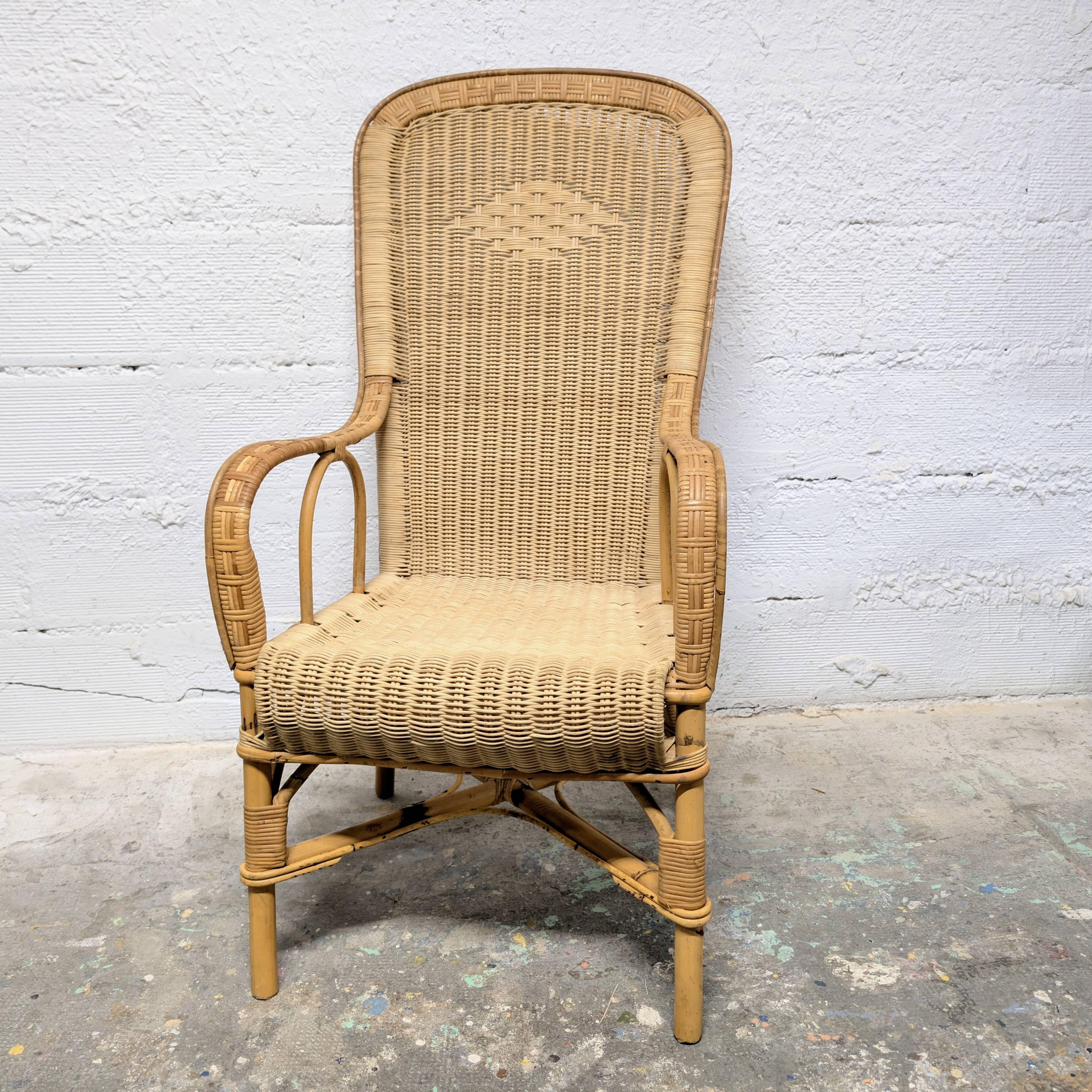 Large rattan armchair