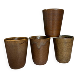 Set of 4 cup glasses in Digoin stoneware and others.