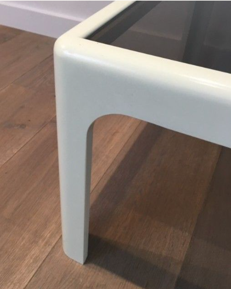 Pair of white lacquered fiberglass sofa ends