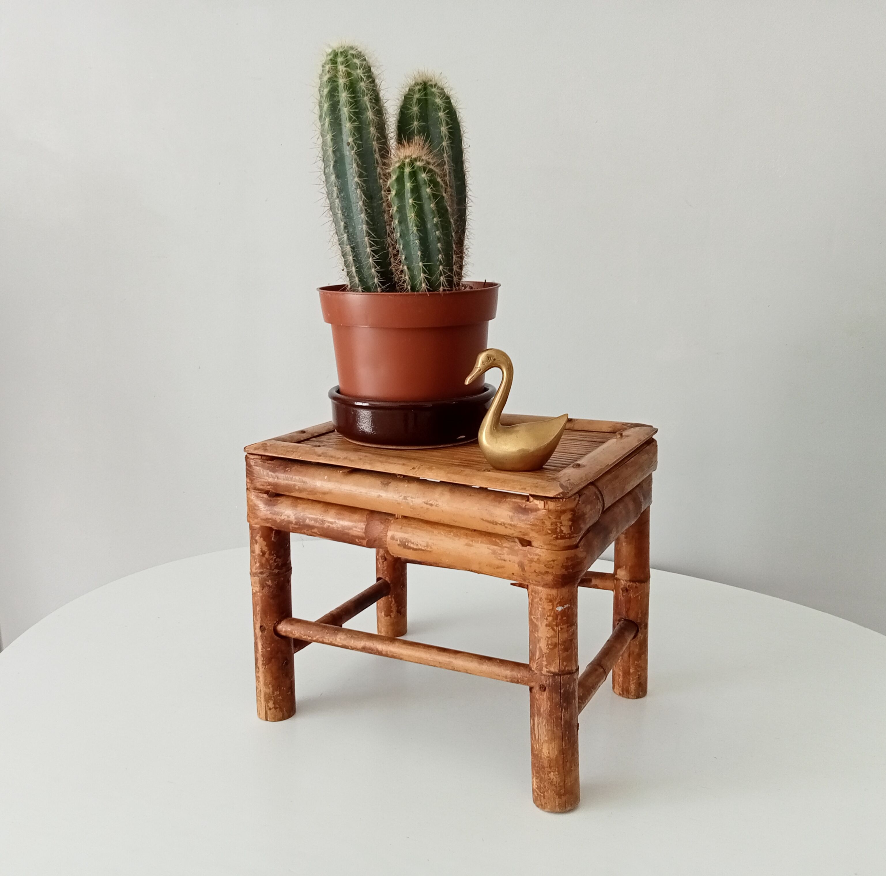 Antique burnt bamboo stool