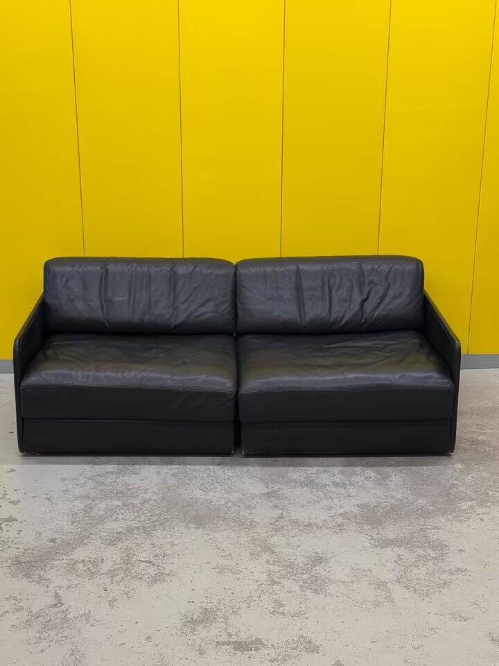 De Sede DS-76 Modular 2-Seater Sofa / Sofa Bed – Black Leather (1970s)