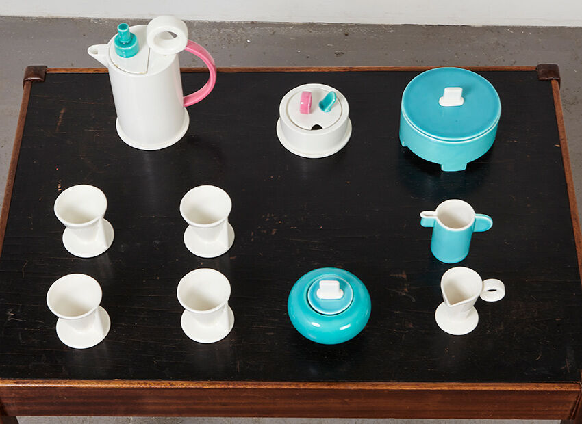 Marco Zanini Ceramic Coffee Set Hollywood Collection for Flavia Montelupe Italy 1980s