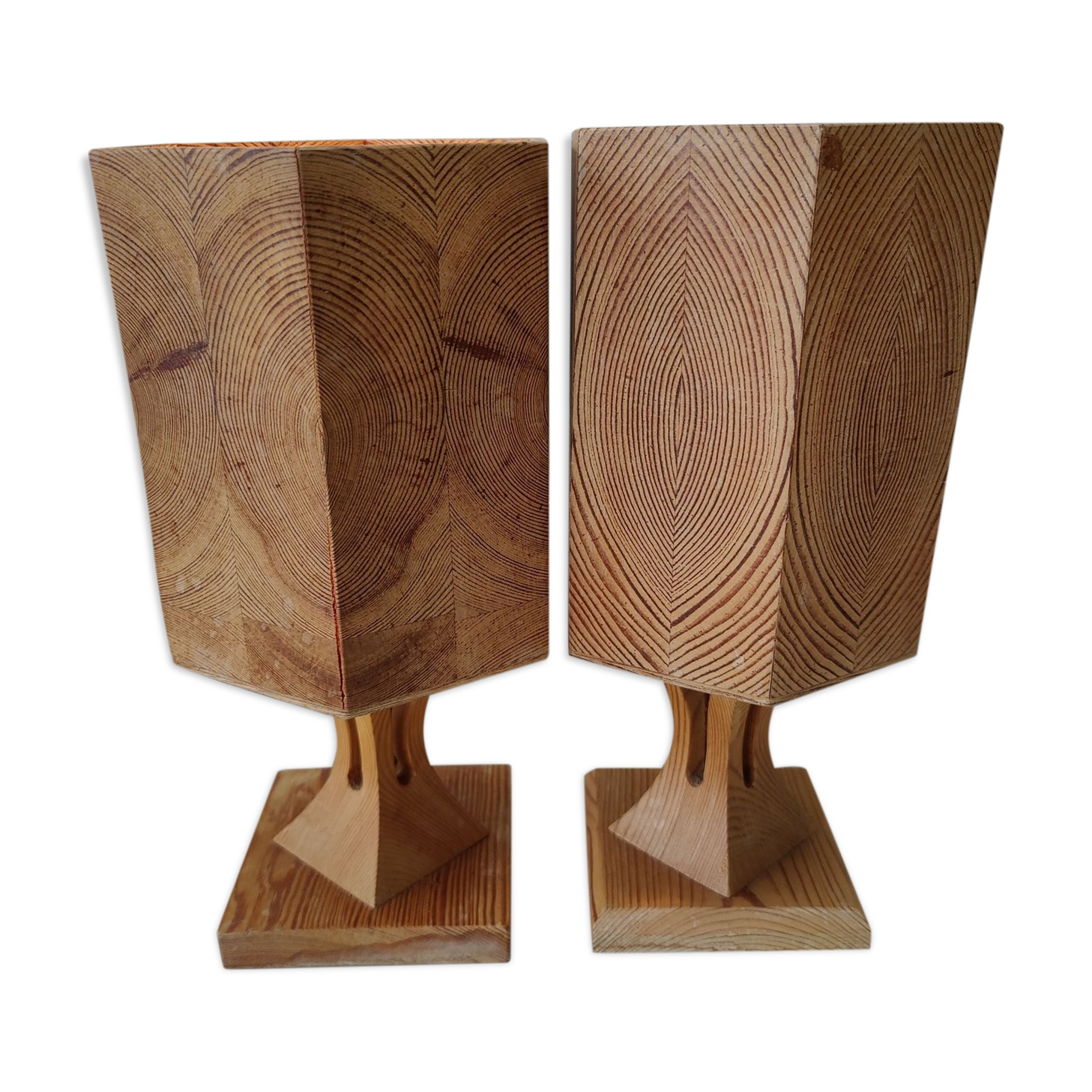 2 pine table lamps, swedish handicrafts 1978 1985
