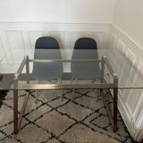 Glass table with brass structure - 6 people