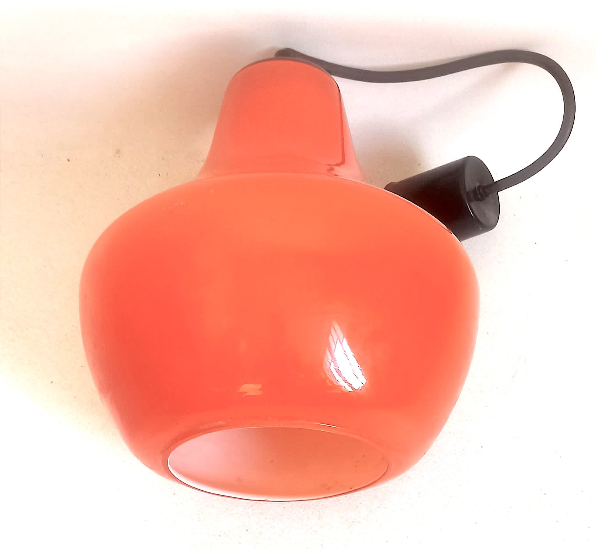 Opaline orange suspension Peill & Putzler 1970s Diameter 23.5 cm