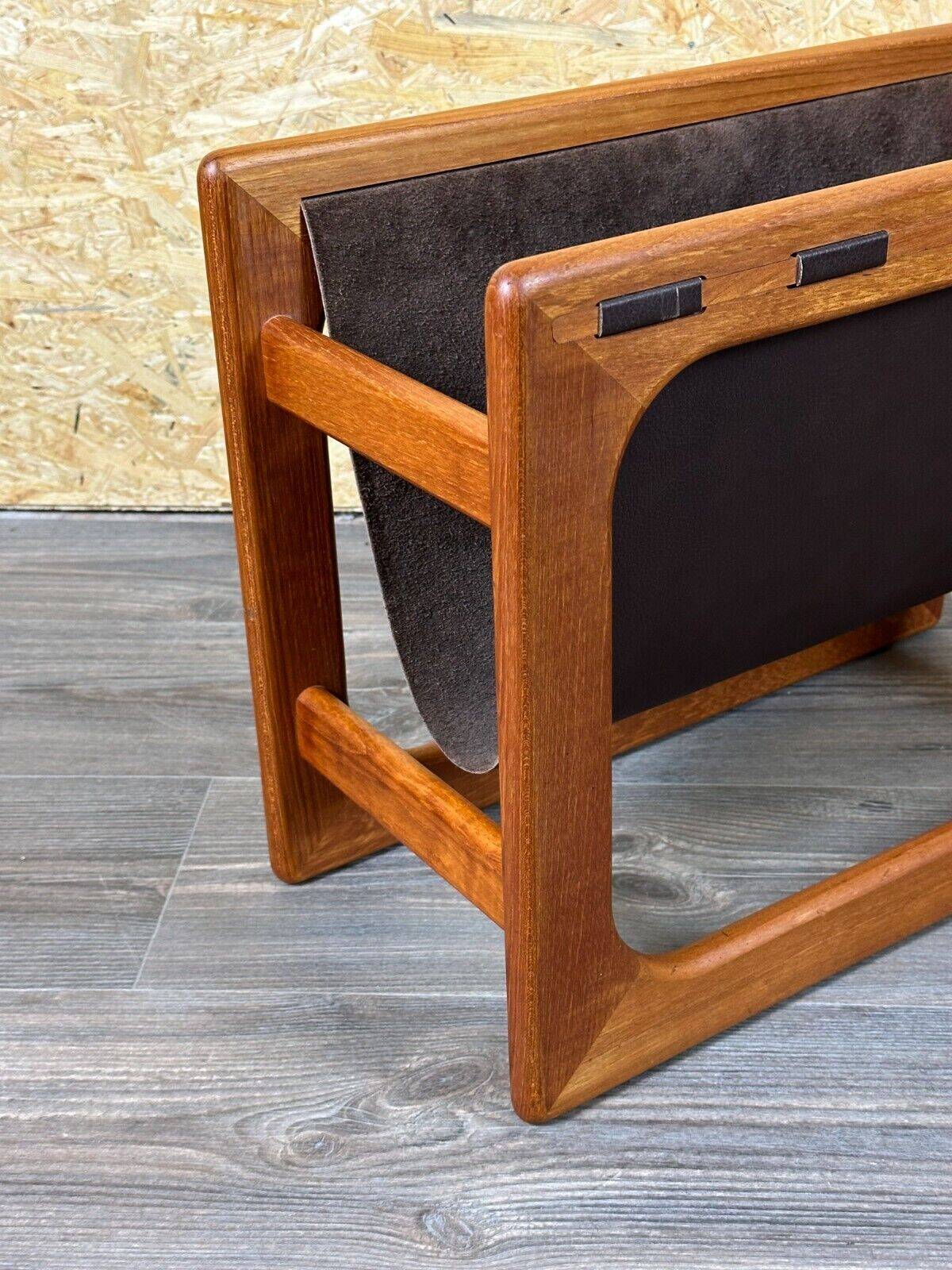 60s 70s newspaper holder Aksel Kjersgaard made of teak & leather