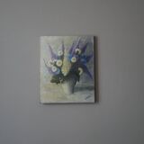 Oil painting on canvas floral composition still life bohemian countryside