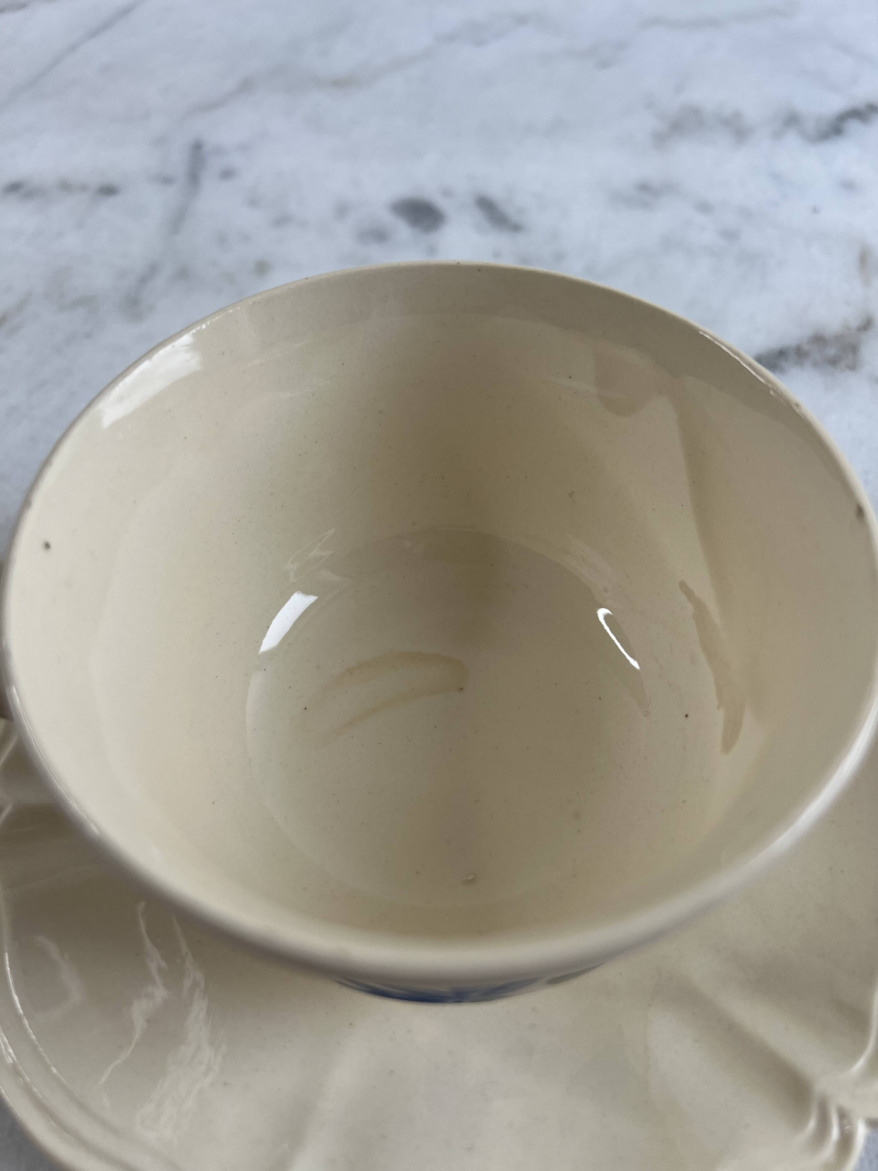 Iron earth tea cup Sarreguemines and Digoin
