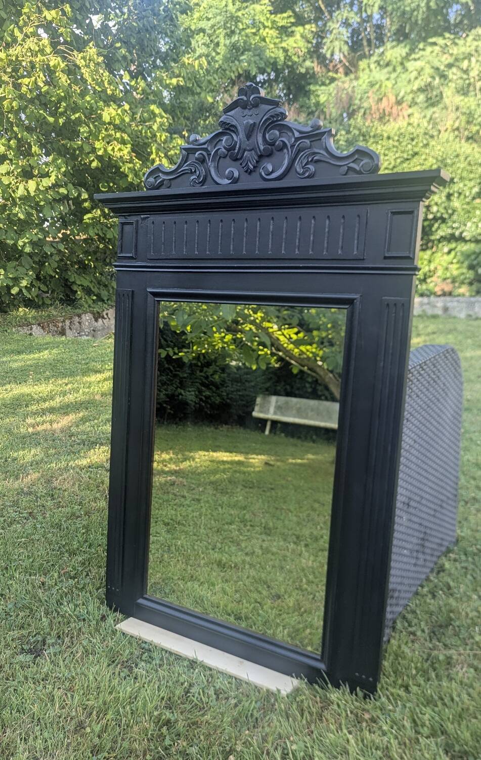 19th-19th Century Trumeau Mirror with Shabby Patina