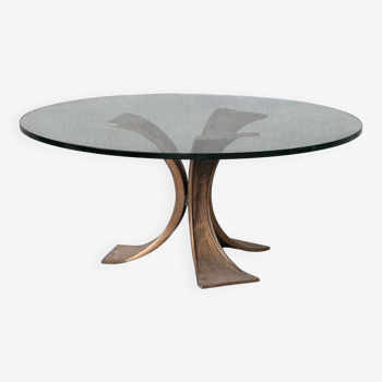 Table basse bronze et verre