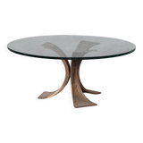Bronze and glass belgium mid-century coffee table