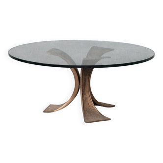 Table basse bronze et verre