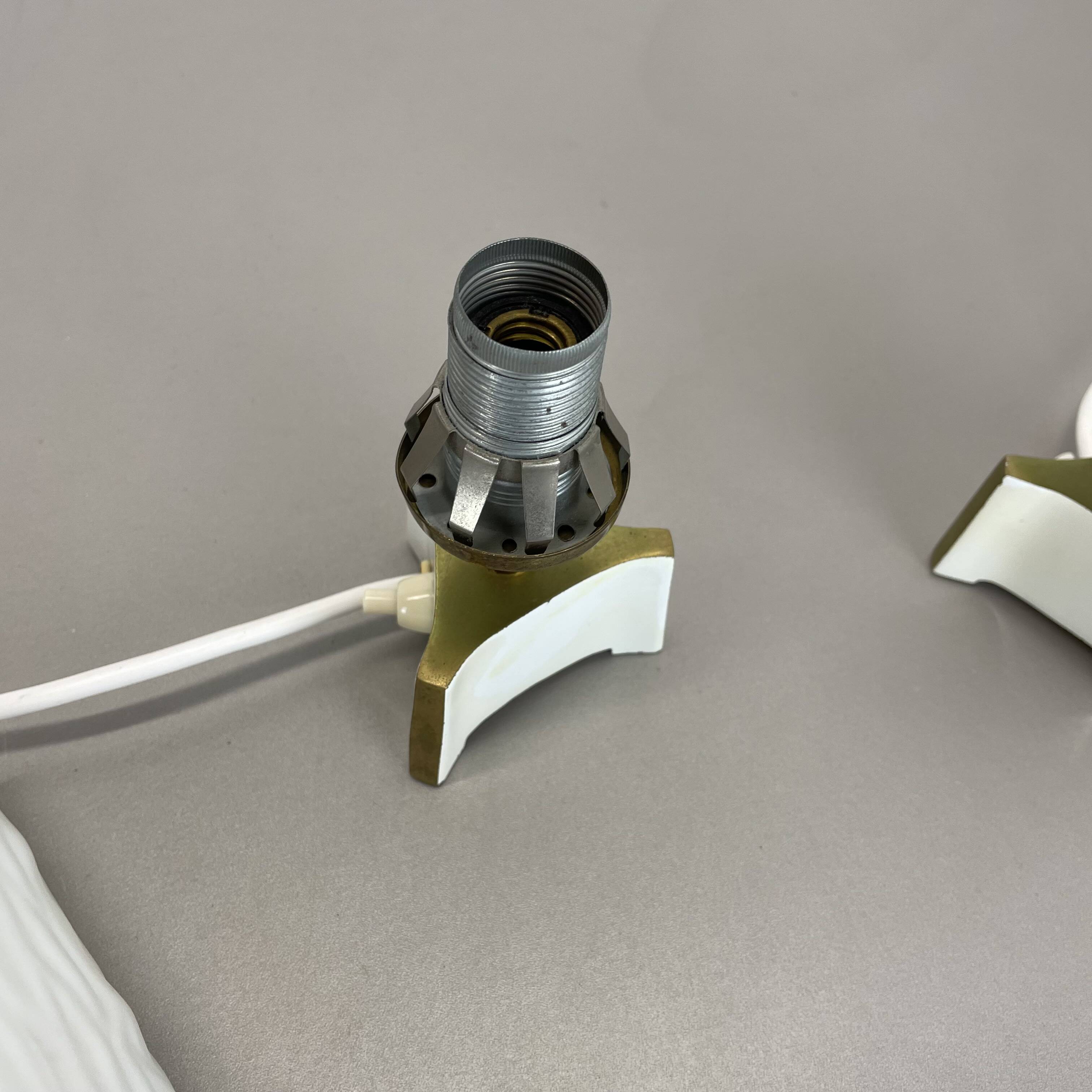 Set of 2 "cone" glass and brass table light, italy 1950s