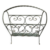 Porte-revue vintage en fer forgé vert- style 50