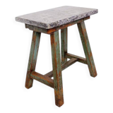 Industrial Console/table bluestone top and green weathered wood