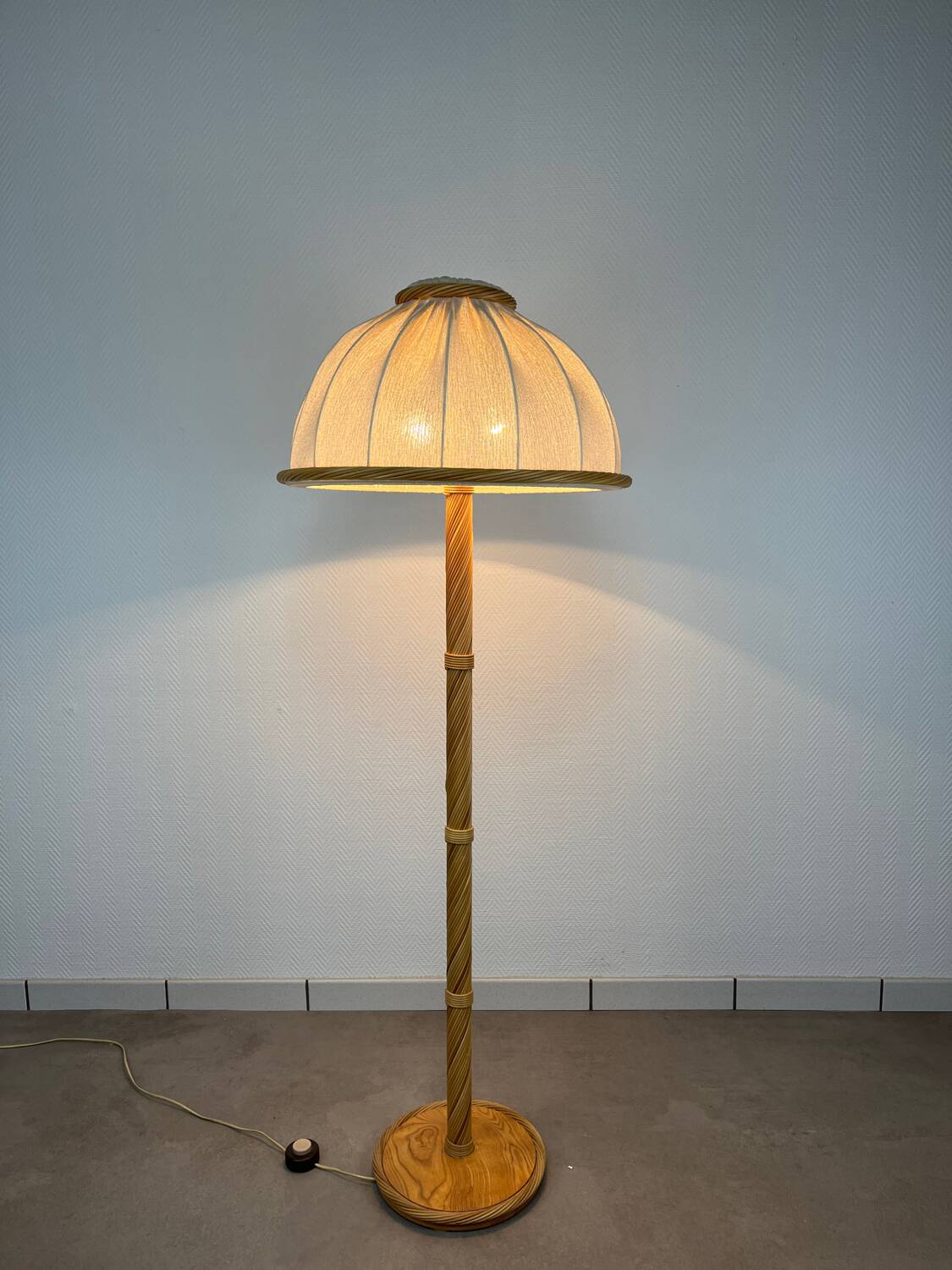 1970s rattan floor lamp