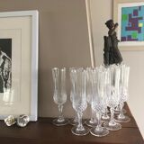 Set of 10 crystalline champagne flutes cut