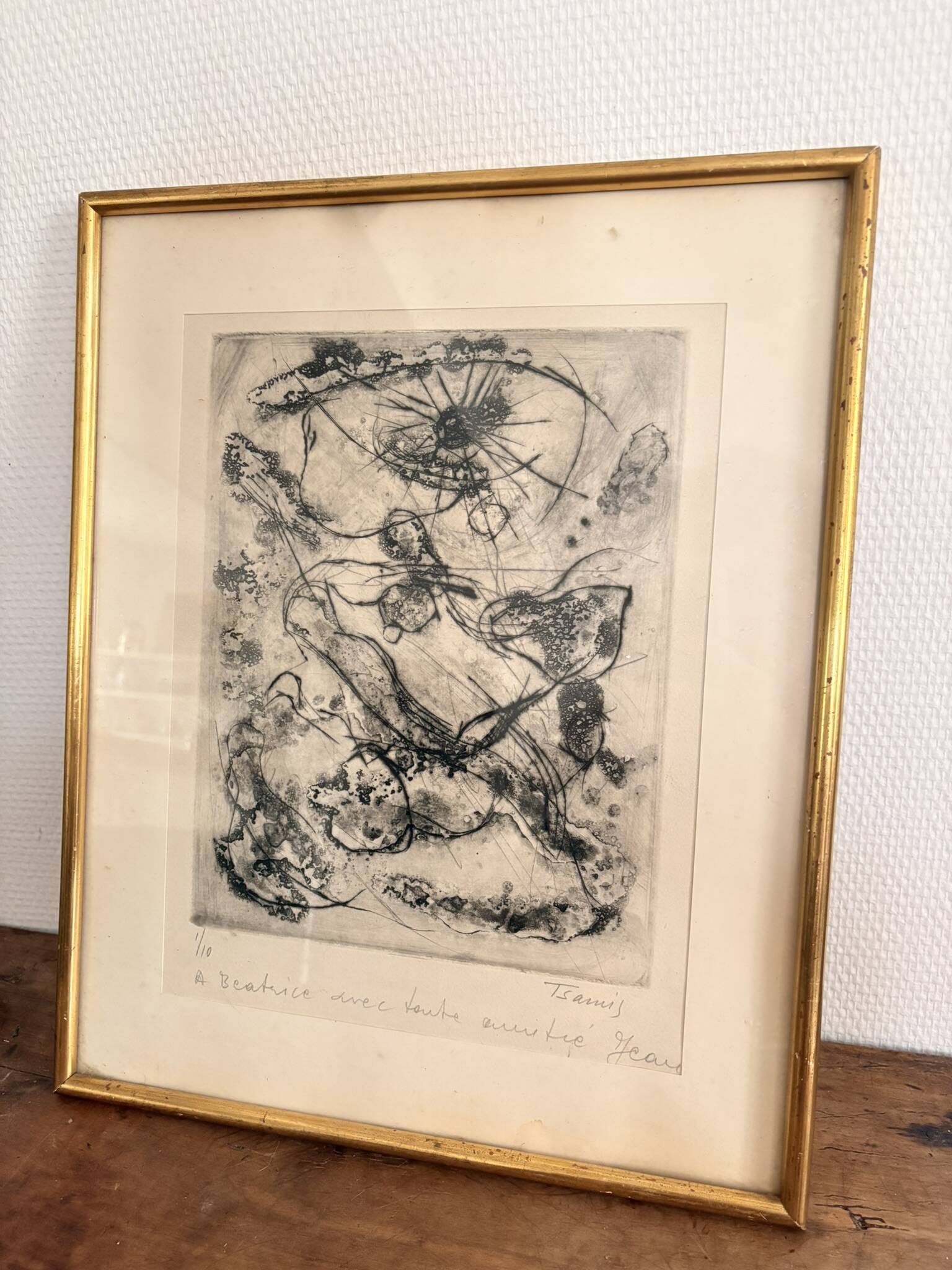 Etching Abstract Gravure Jean Tsamis Signed Numbered 1/10