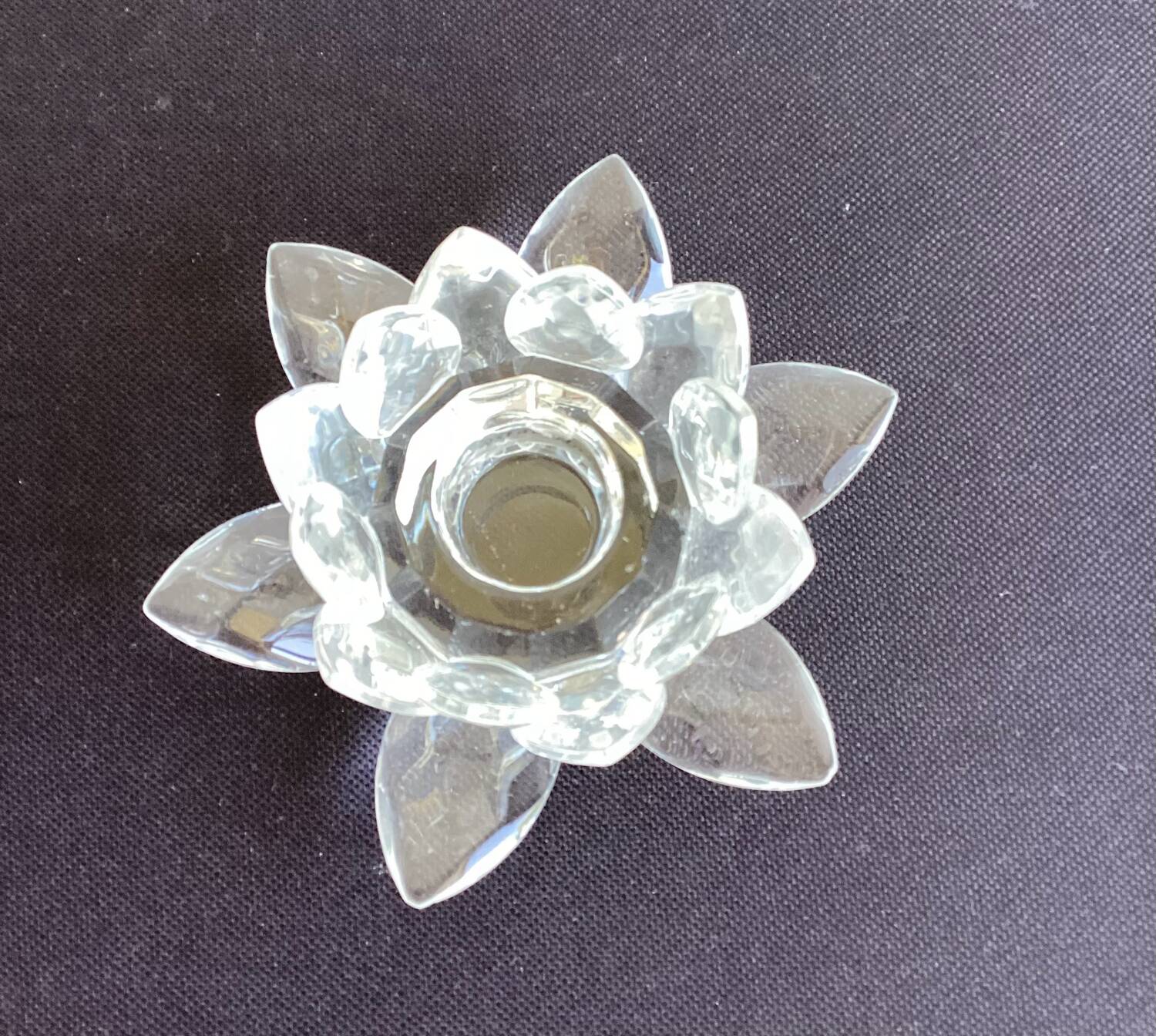 Water lily flower crystal candle holder