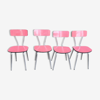 Suite de 4 chaises formica rouge