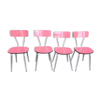 Suite of 4 red formica chairs