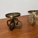 Vintage brutalist metal candle holders, 1970s, set of 2