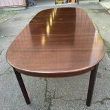 Extendable oval Scandinavian dining table in teak and mahogany, 1950s, 245cm
