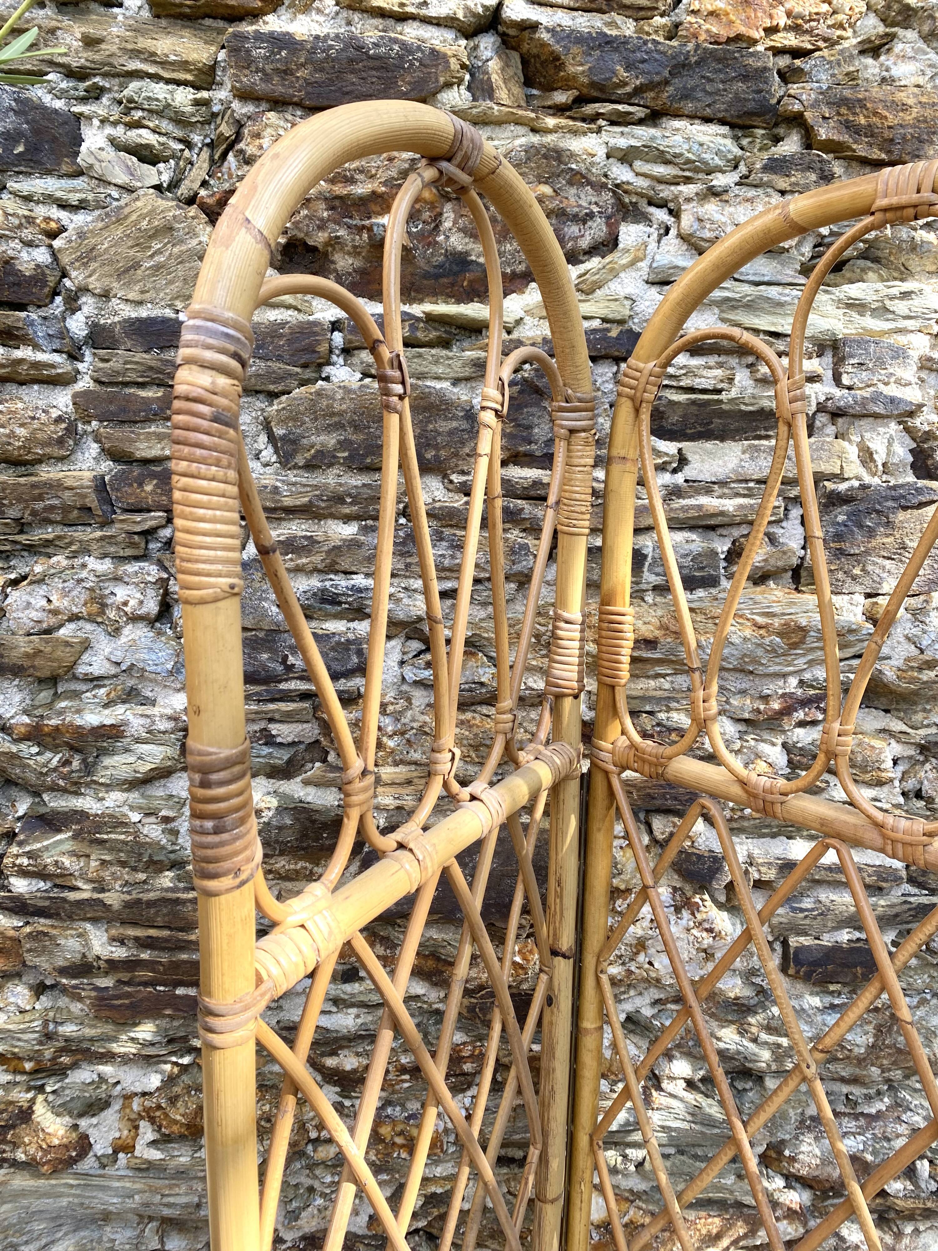 Vintage 4-sided rattan screen