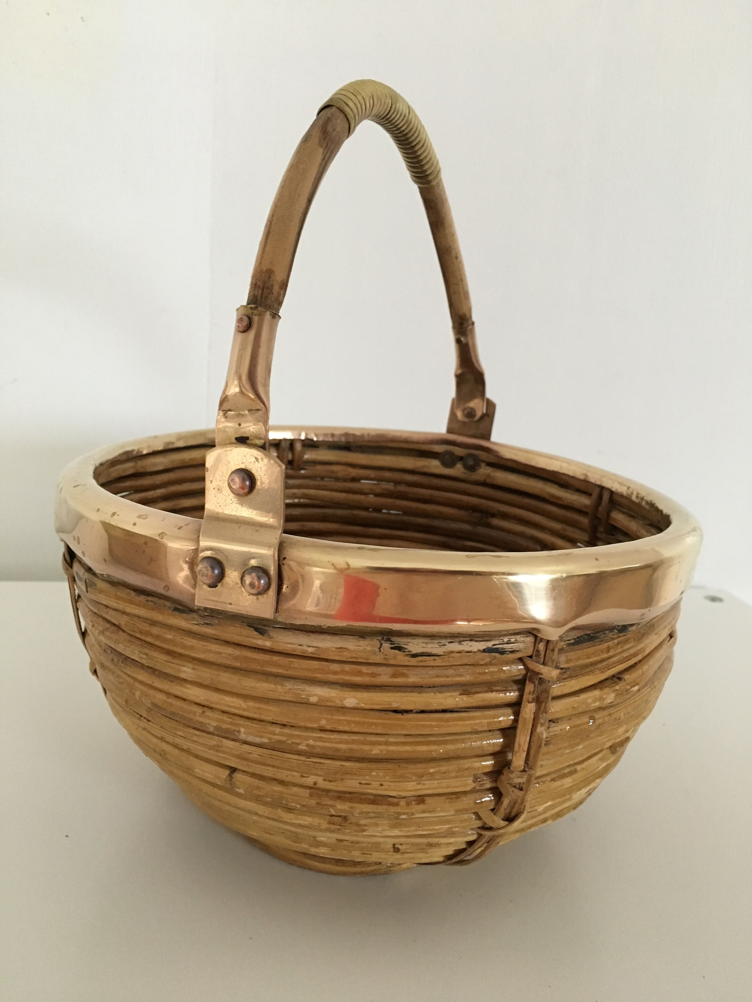 Bamboo and brass handle basket