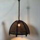 Vintage rattan and webbing hanging lamp 1970s retro