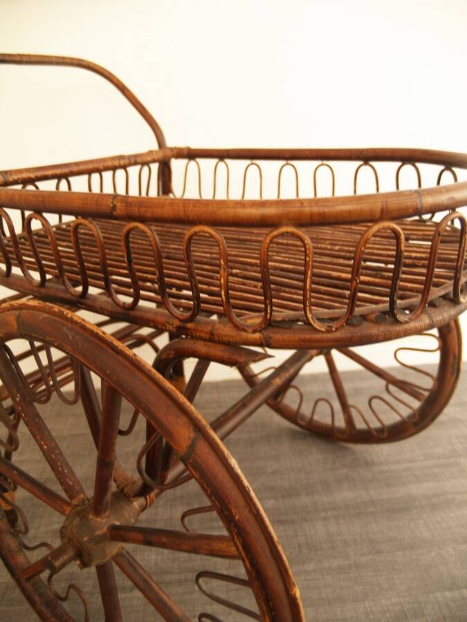 French fifties rattan serving cart
