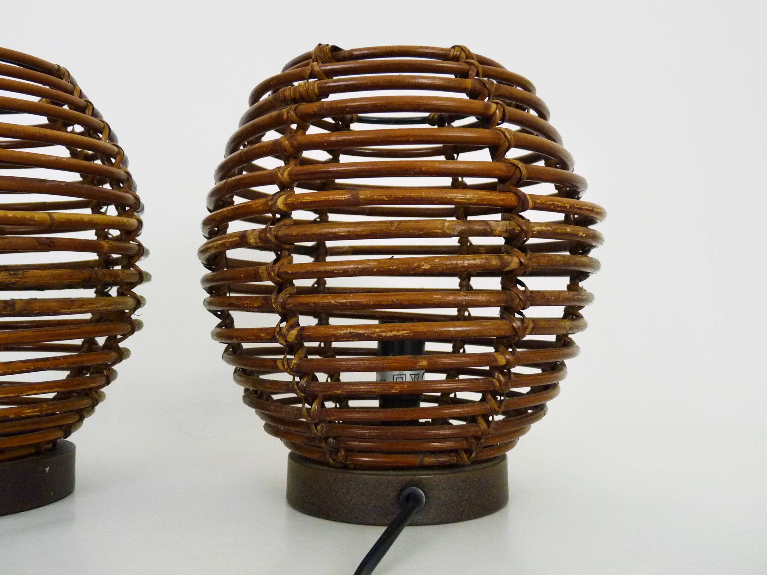 Paire de lampes en rotin Mathias des années 90