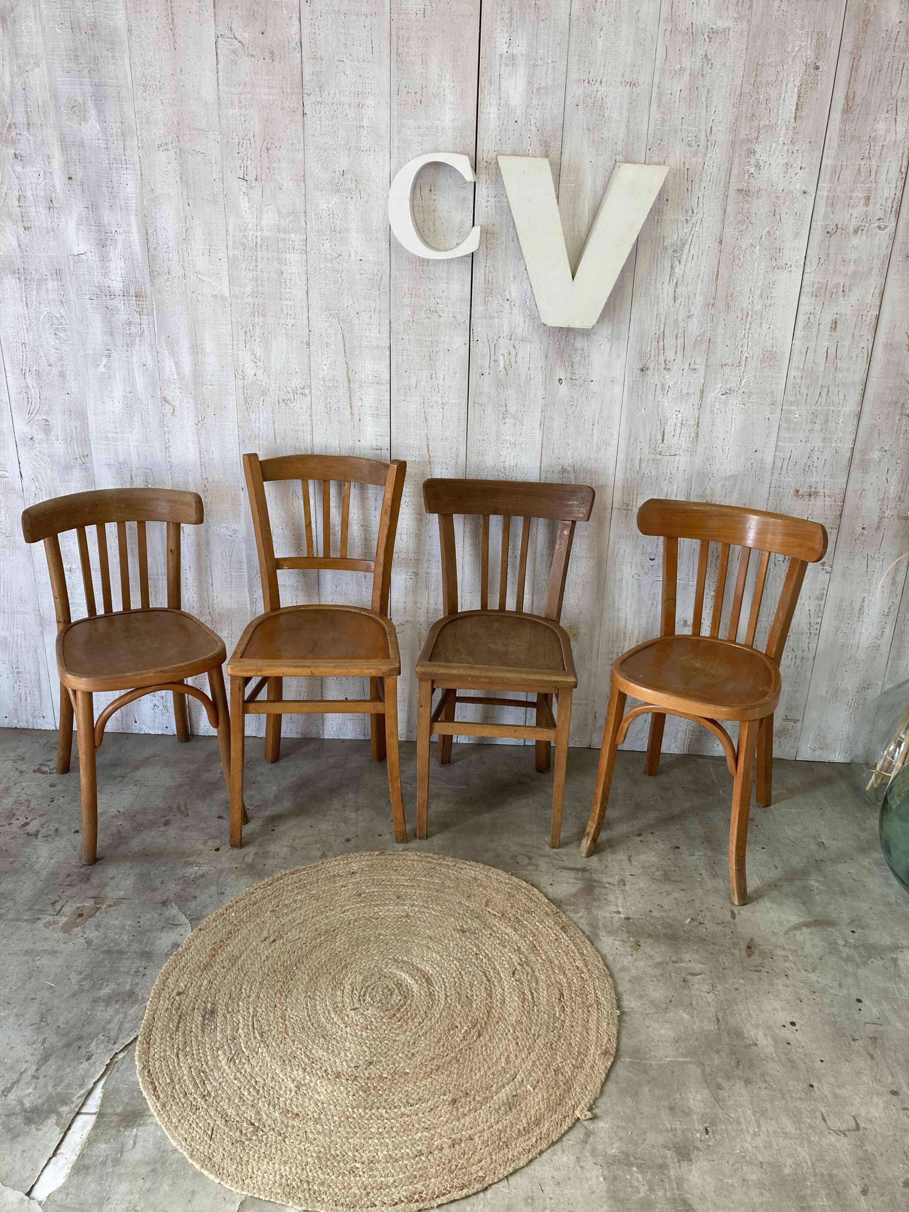Set of 4 mismatched bistro chairs