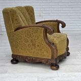 1960s, Danish armchair, furniture wool, solid oak wood.