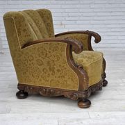 Fauteuil danois en laine et chêne massif, années 1960