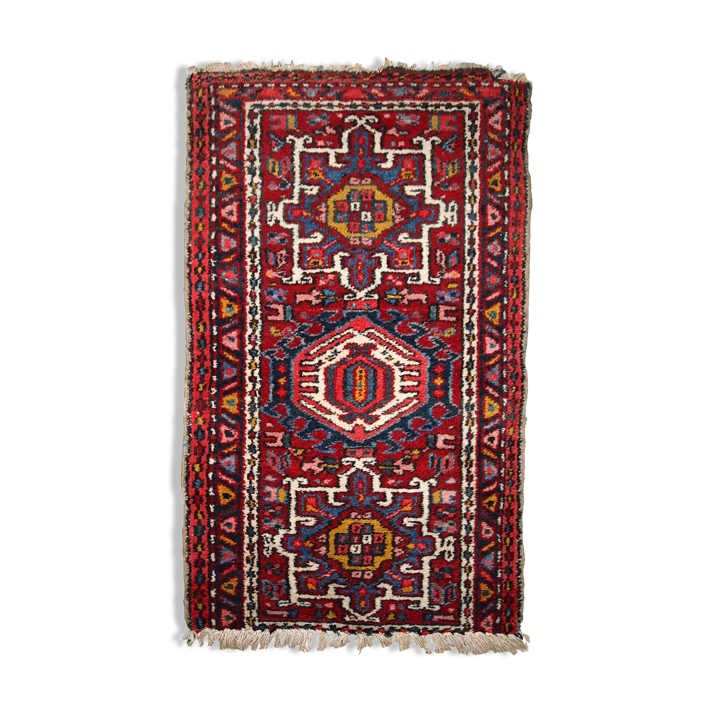 Ancient persian carpet karajeh handmade 66cm x 110cm 1920s, 1c745