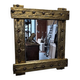 French Brutalist Mirror With Brass frame, 1950/60s
