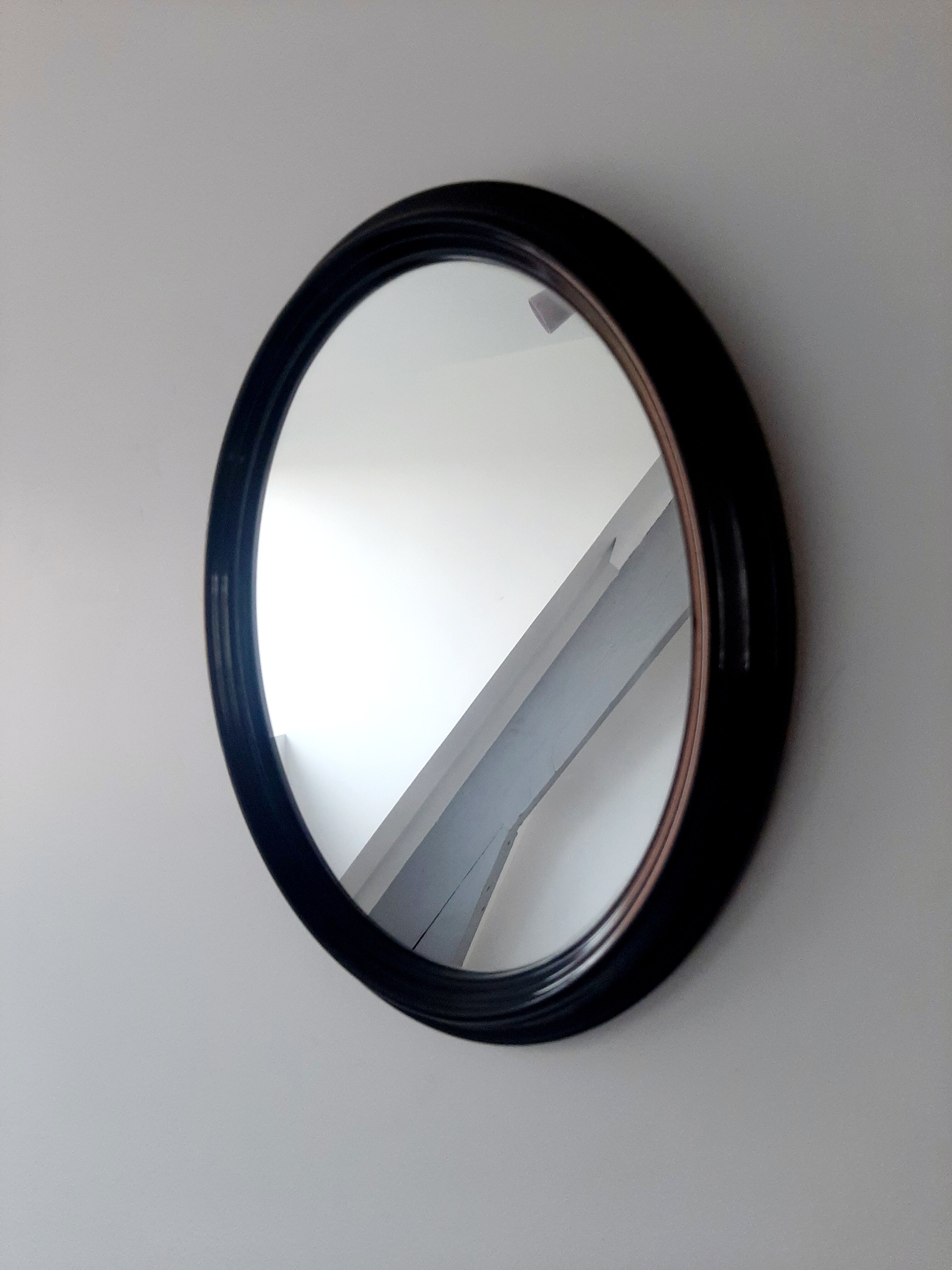 Vintage oval black mirror 60/70s