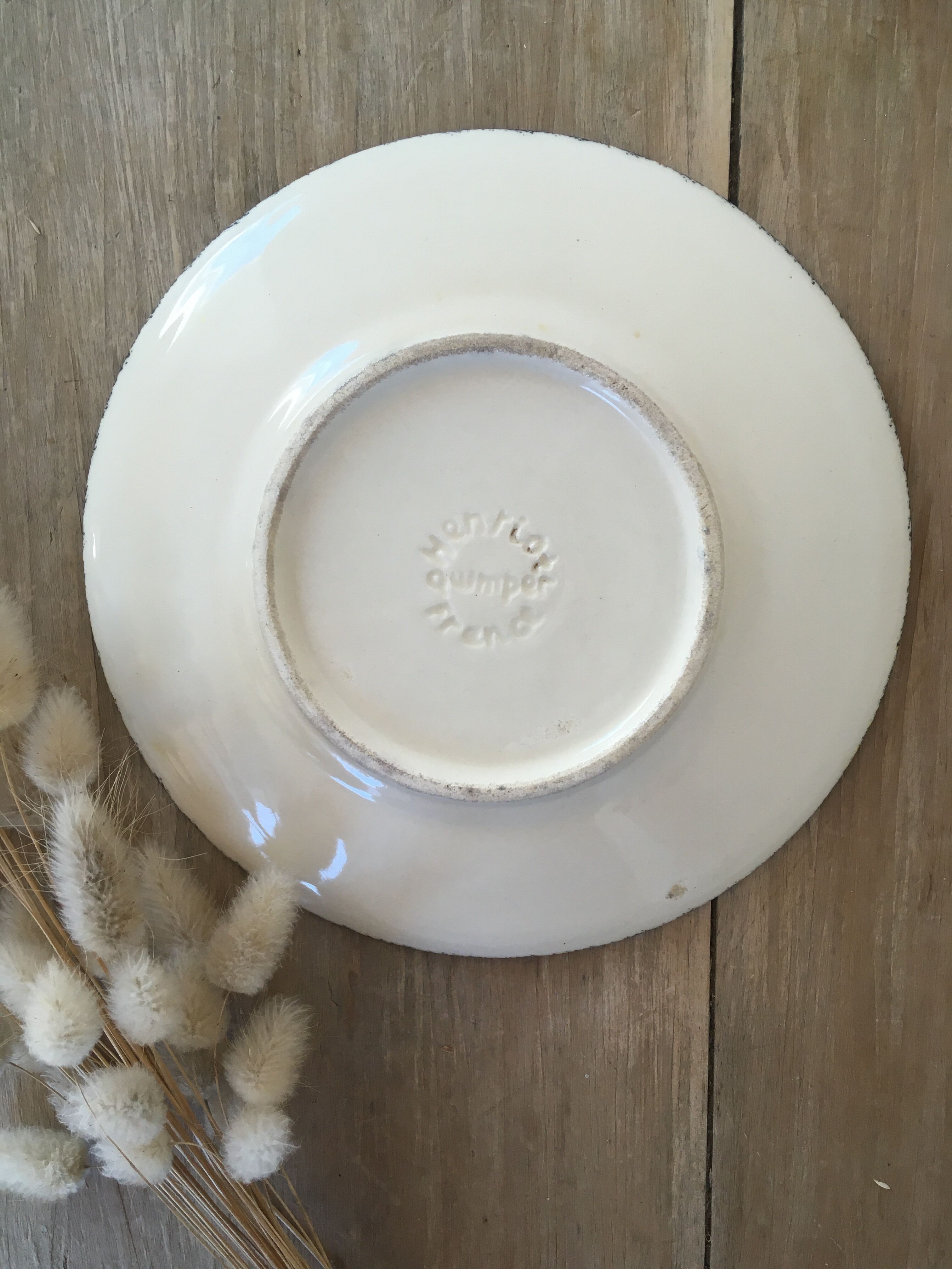 Yellow & black dessert plates Henriot Quimper