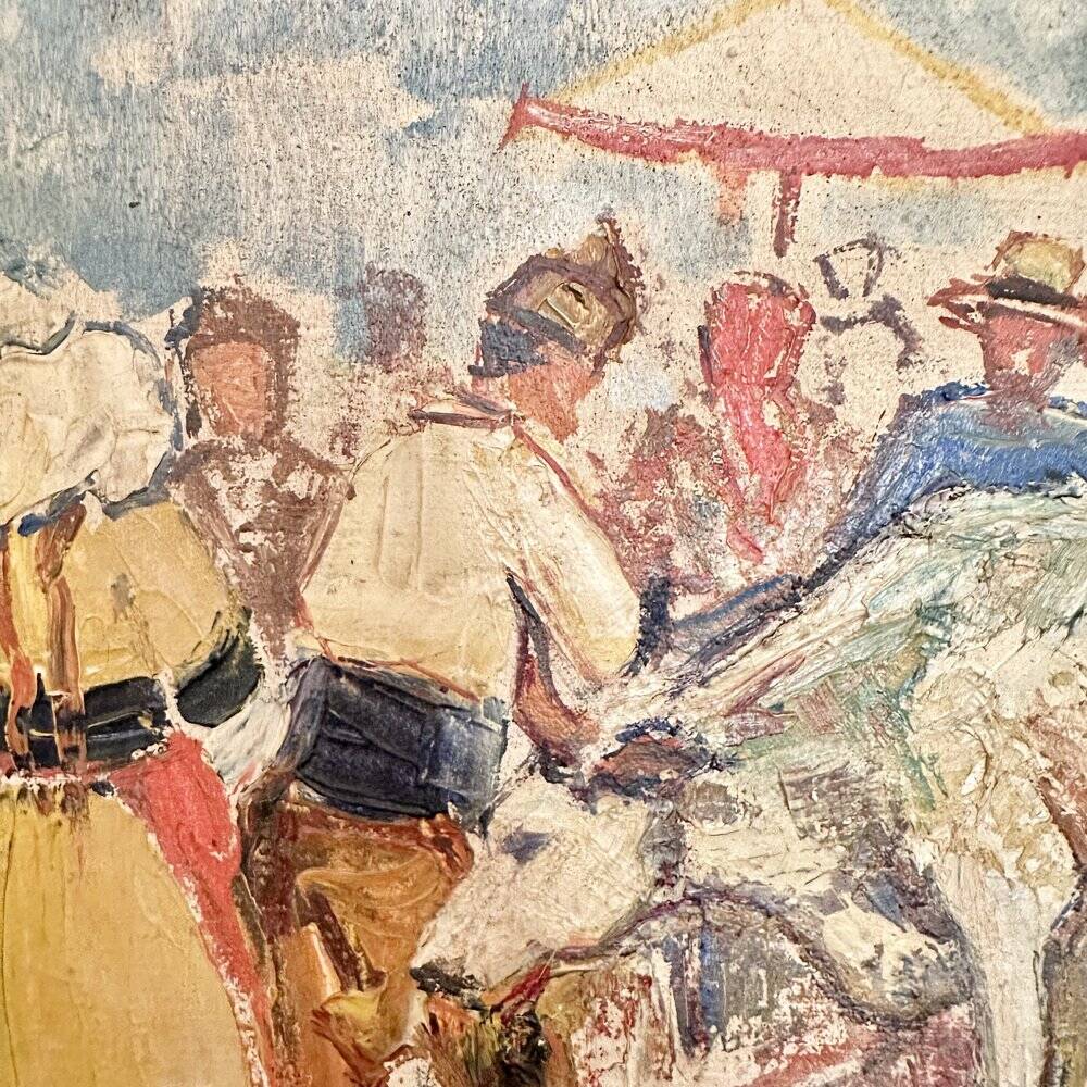 French Artist, Expressionist Scene, Oil Painting, 1941, Framed