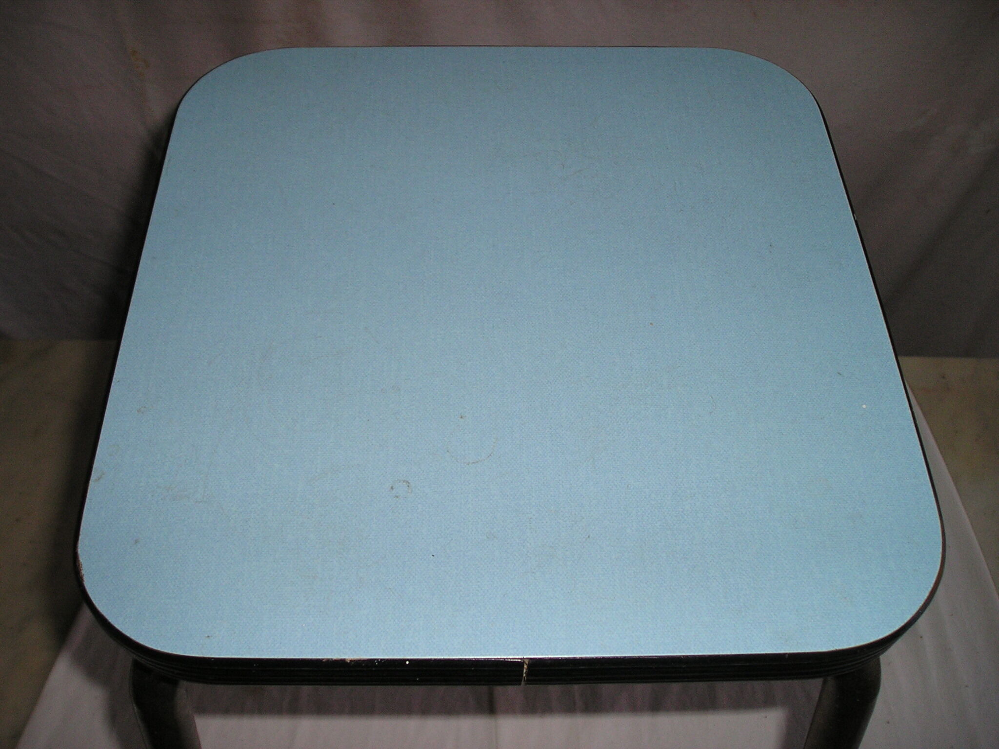 Stool blue sky and chromed metal, vintage 70s formica