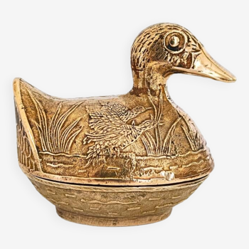 Vintage Solid Brass Duck-Shaped Jewelry Box