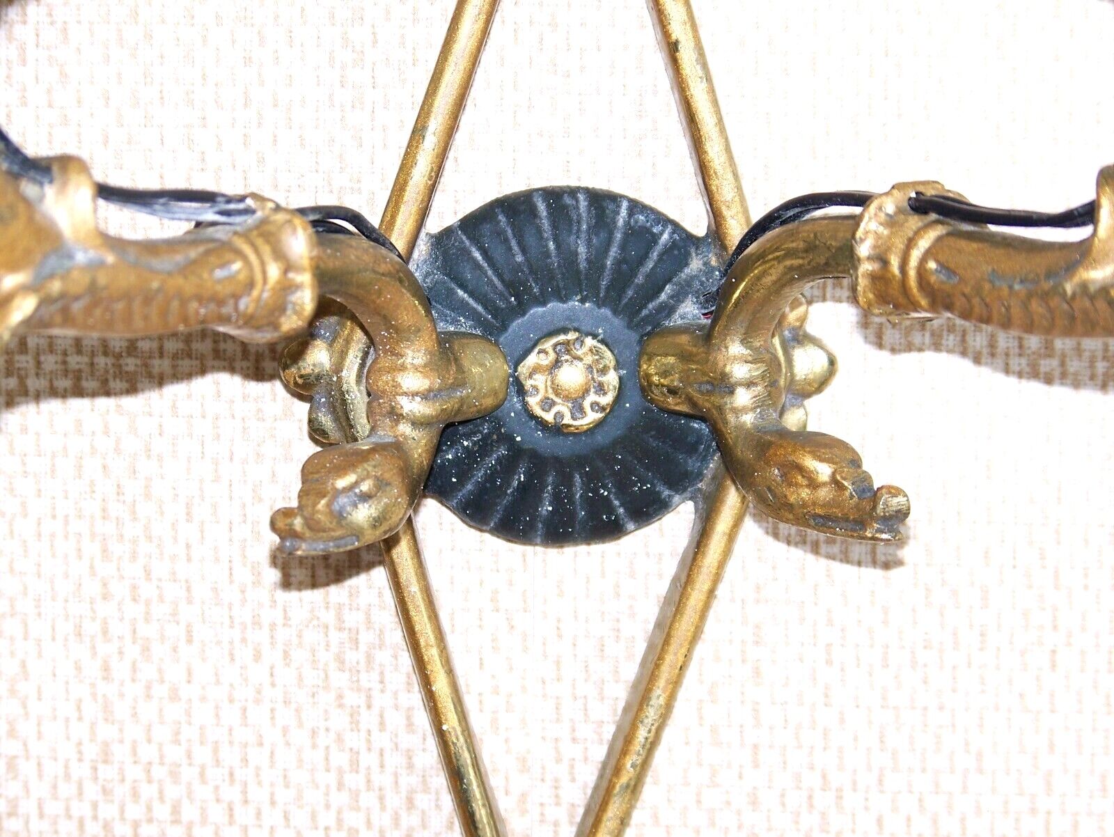 French antique bronze double Empire wall sconce with arrow and swan detail 4317.
