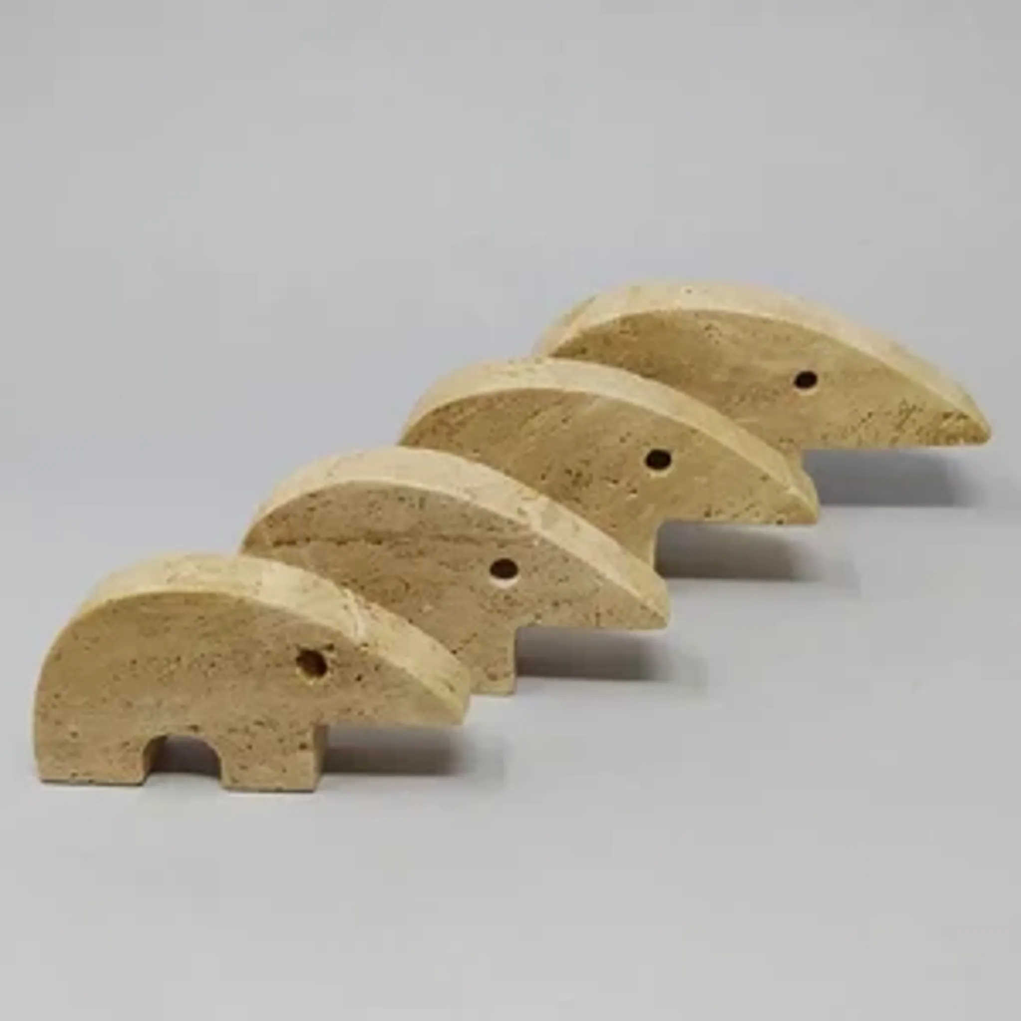 Rare set of 4 mid-century travertine anteater sculptures by Enzo Mari for F.lli Mannelli, 1970s