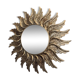 sun mirror with angel wings in golden patinated stucco
