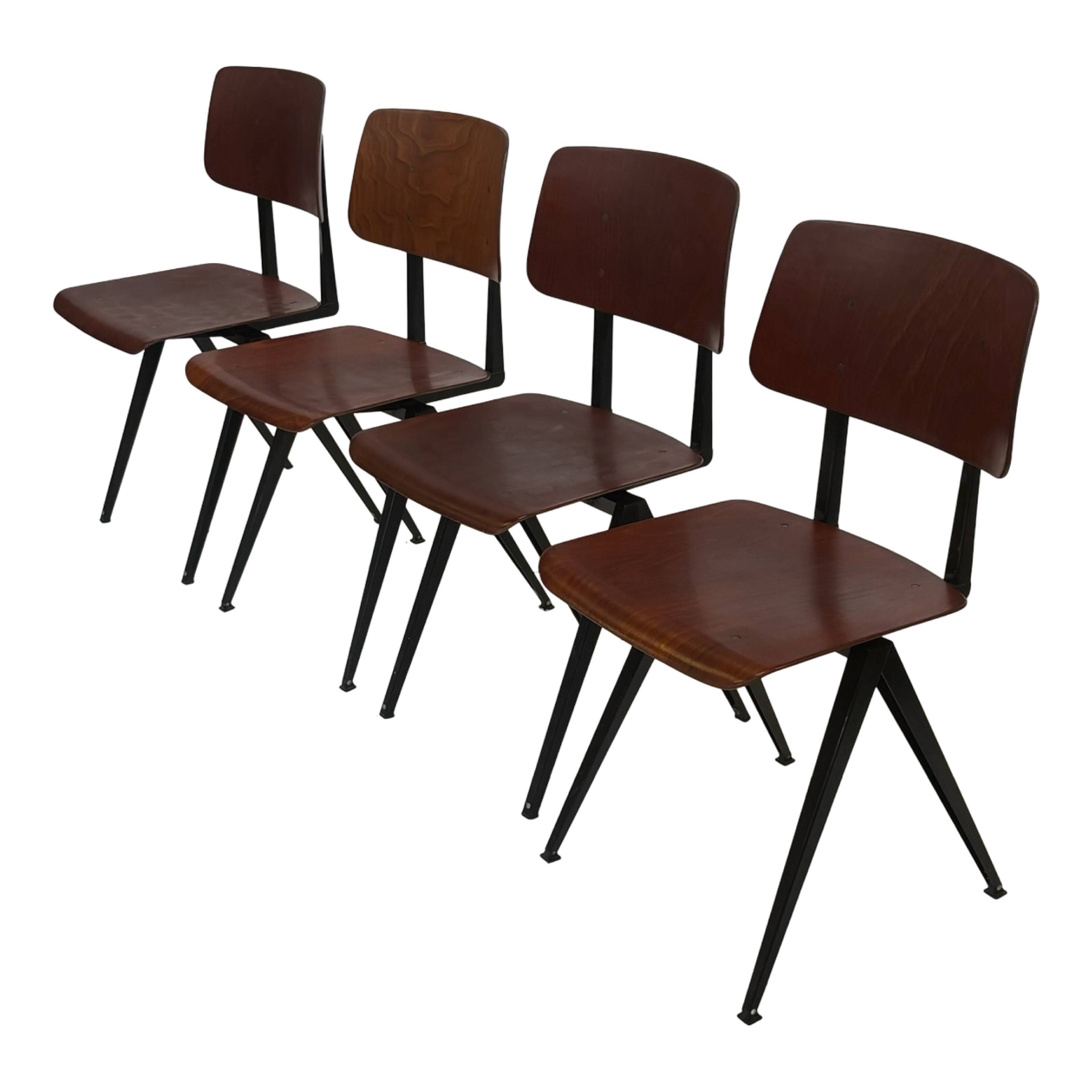 Set of 4 vintage school chairs Galvanitas S16 Netherlands Design